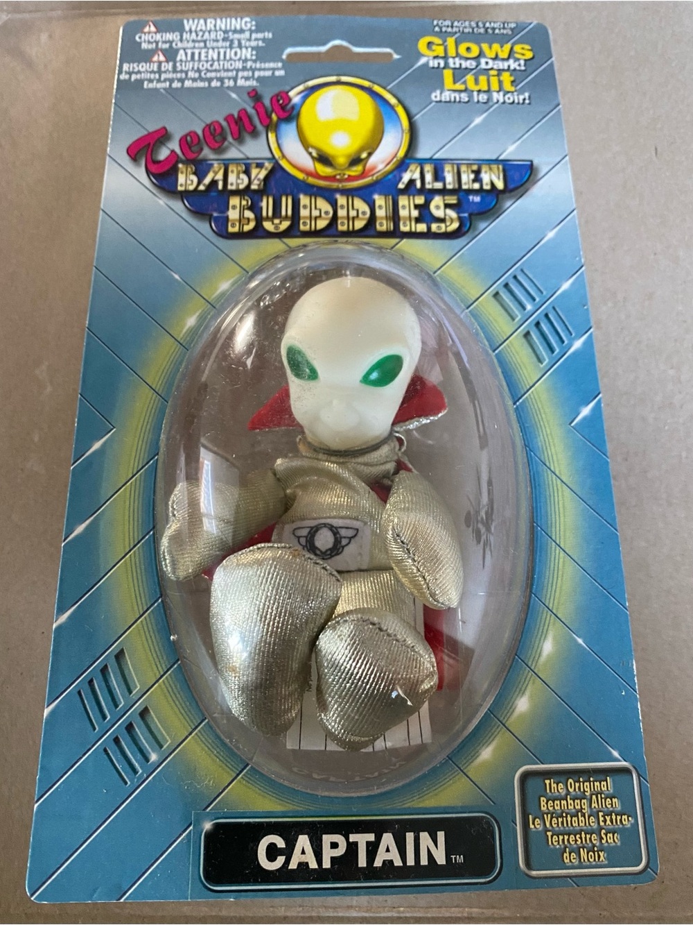 Vintage 1998 Teenie Alien Buddies Captain Sealed Glow In The Dark